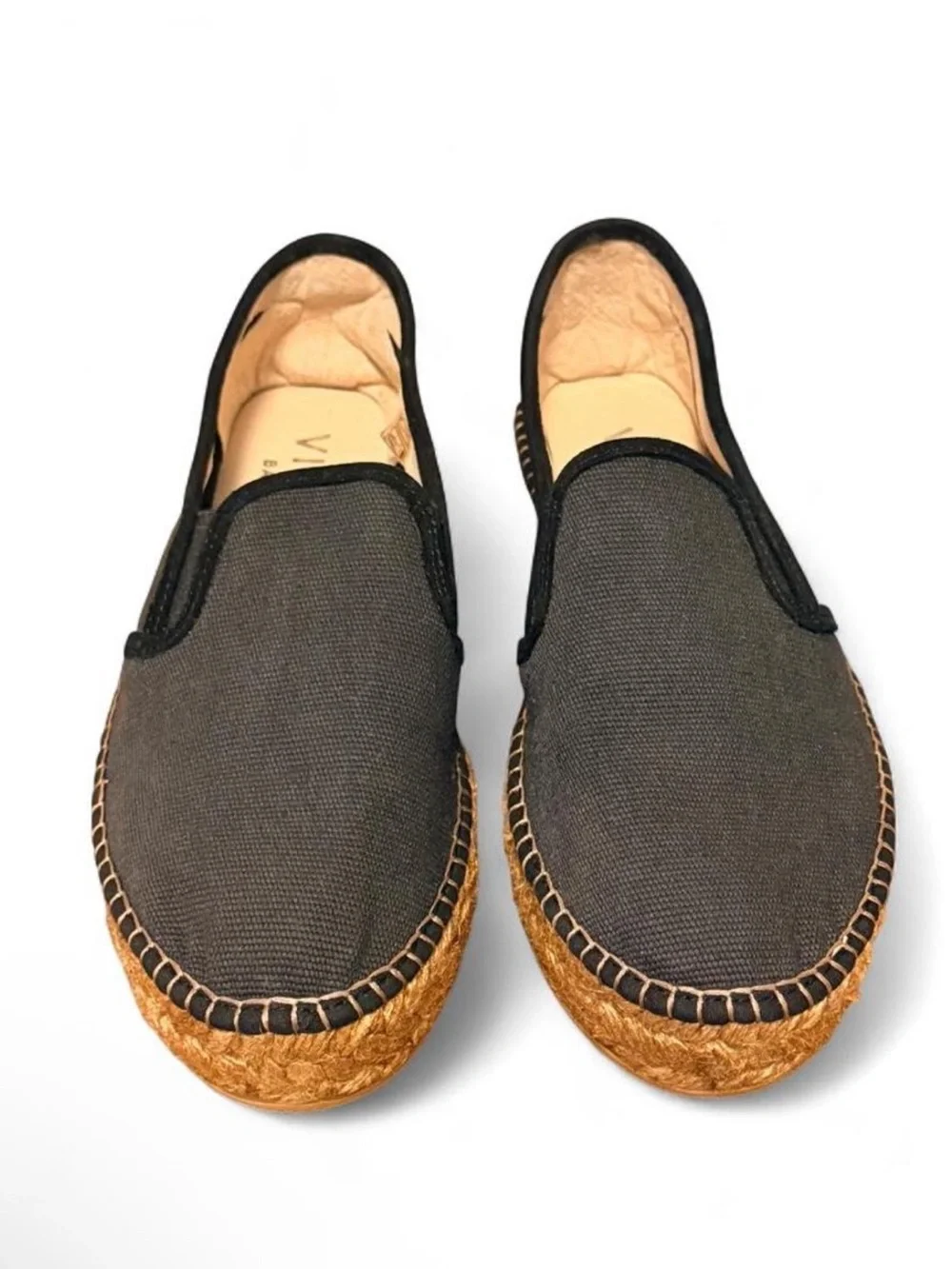 Viscata Barcelona Black Castell Canvas Espadrille Platforms Size 7